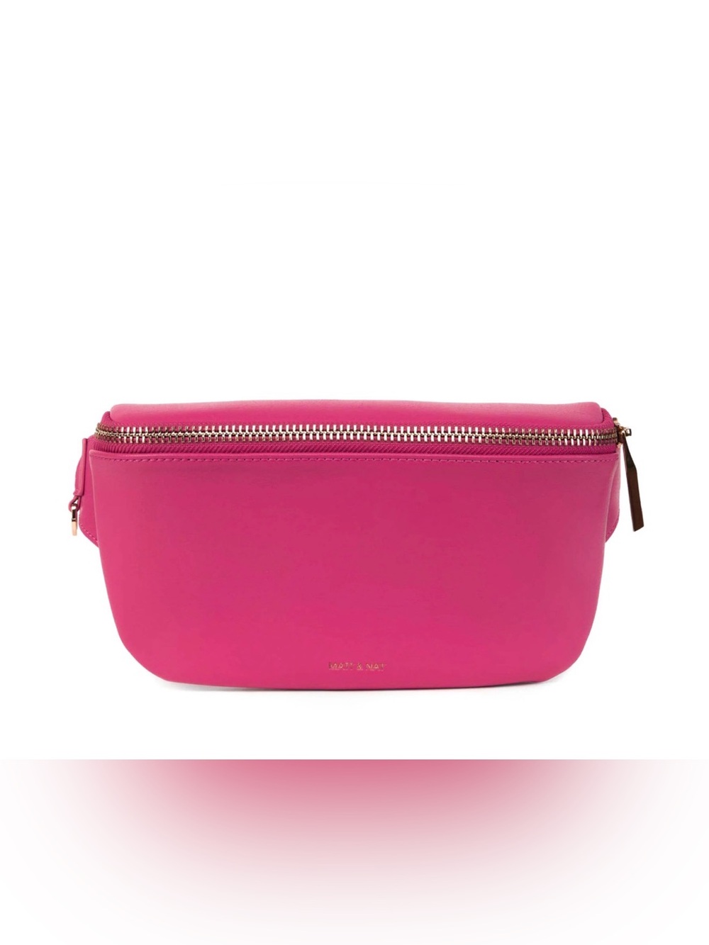 Matt & Nat Vibrant Hot Pink Vegan Leather Crossbody Belt Bag with Gold Hardware